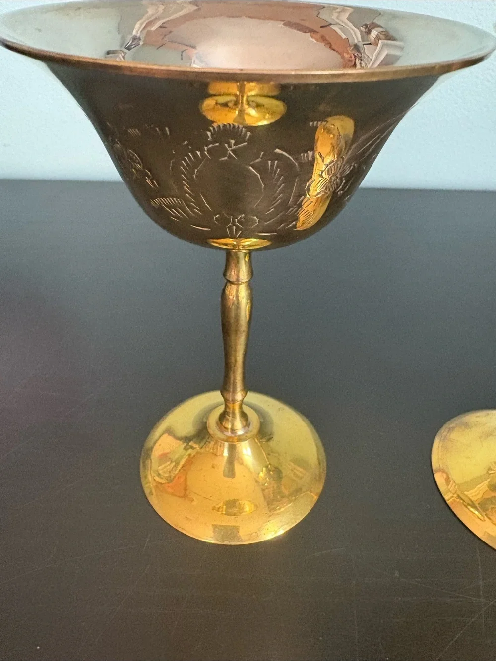 Vintage Etched Brass Coupes - Pair of 2 Lead Free